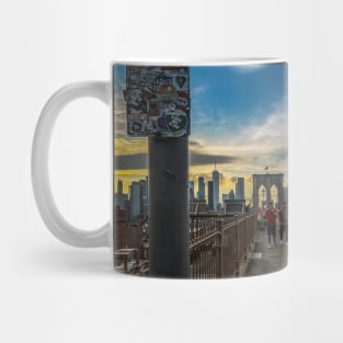 Brooklyn Bridge Sunset Manhattan Skyline NYC Stickers Mug